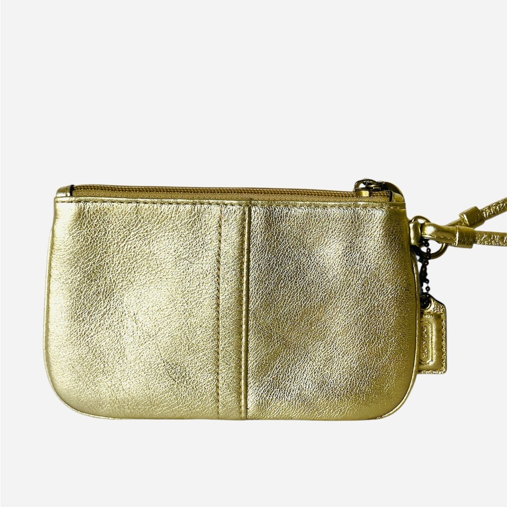 Coach Leather Gold Wristlet Pouch